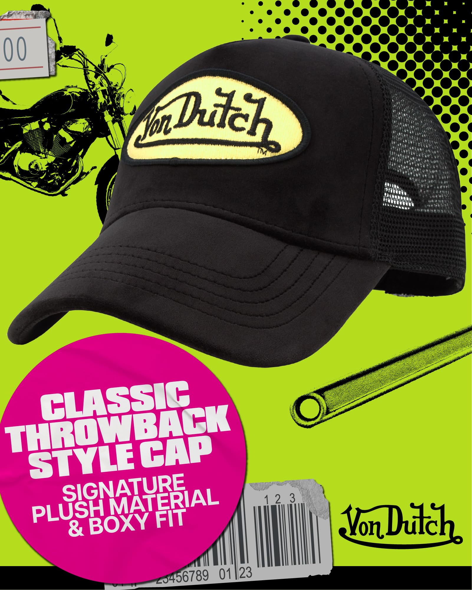 Von Dutch リバースロゴ ベルベット トラッカー キャップY2K Von Dutch リバースロゴ ベルベット トラッカー キャップY2K